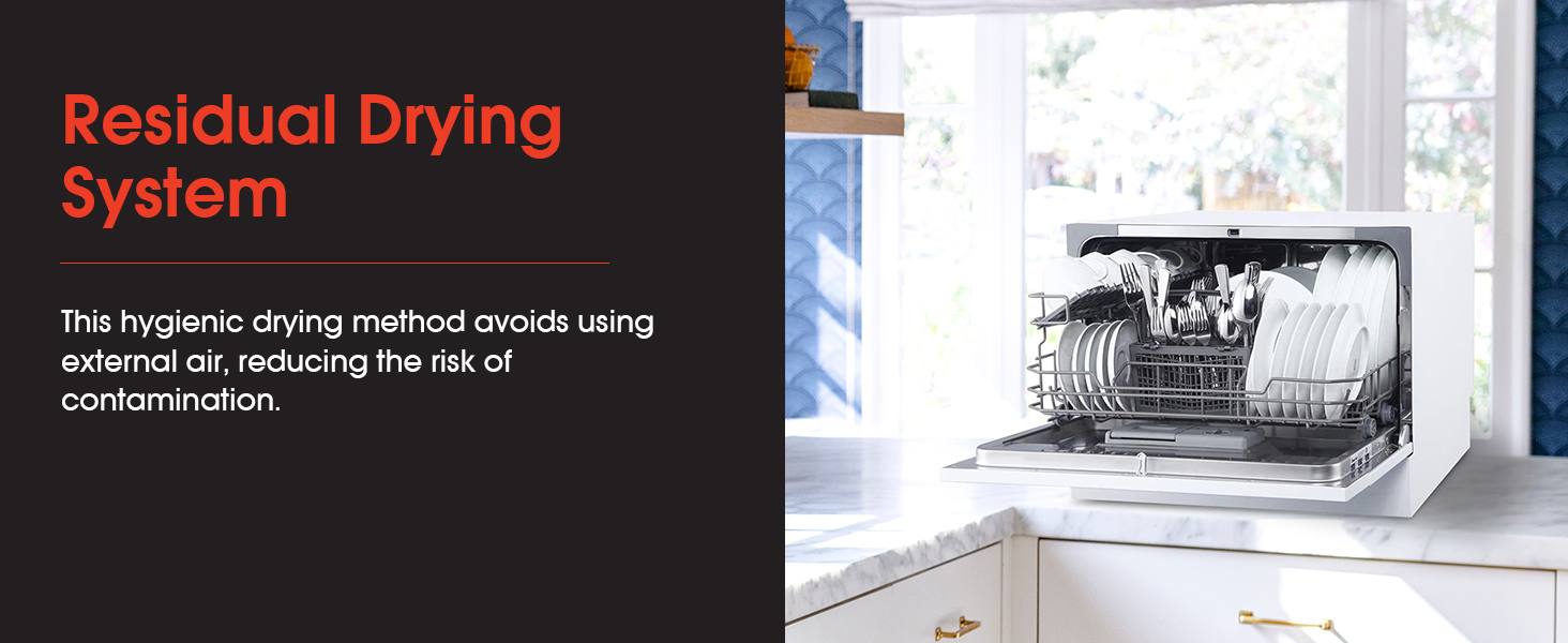 Magic Chef MCSCD6W5 Energy Star 6 Plate Kitchen Countertop Dishwasher, White