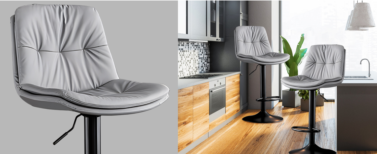 Swivel Bar Stools Set of 2, DoubleLayer Upholstered