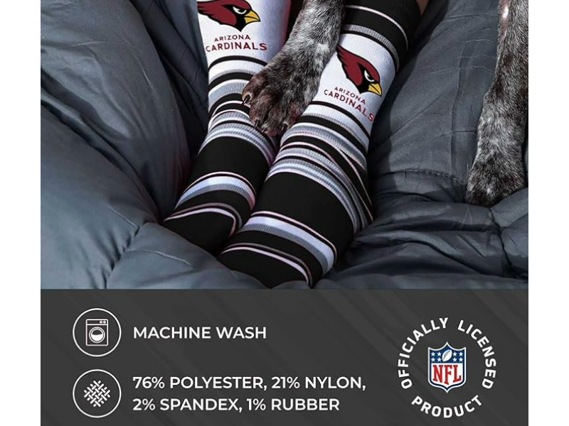 For Bare Feet NFL Adult Striped Dress Socks - Premium Quality - Machine Washable