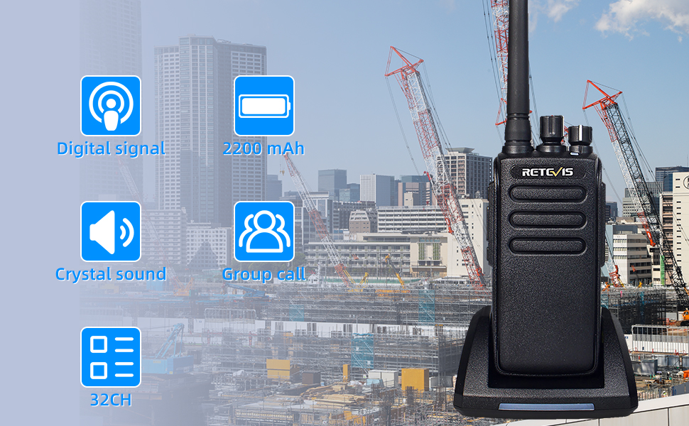 Retevis RT81 Waterproof DMR Radios,IP67,Walkie Talkies with Mic,Group Call,2200mAh,Long Range Two Way Radio for Construction Manufacture(4 Pack) 3 waterproof walkie talkies