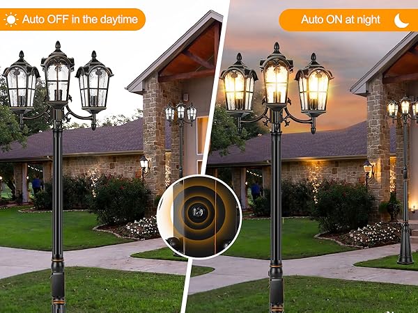 Black Roman Dusk to Dawn Outdoor Lamp Post with GFCI Outlet