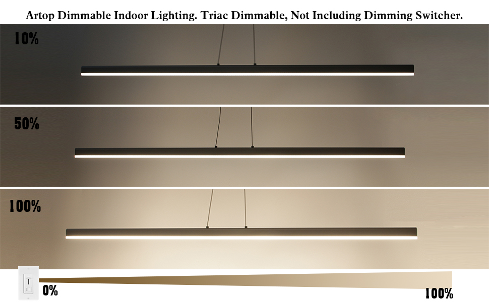 Artop Dimmable Linear Pendant Light 20W LED Hanging Light Fixture