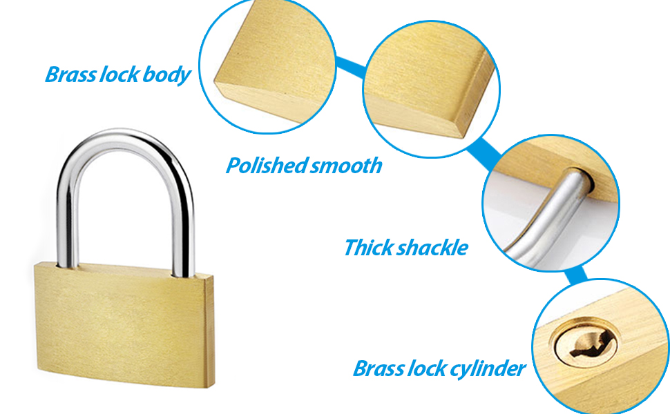 Elodyunhc Padlock 2 pcs Padlock with Keys Small Brass Padlocks with