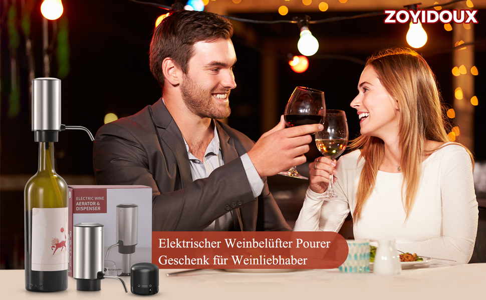 ZOYIDOUX Electric Wine Pourer, Stainless Steels, Rechargeable Wine
