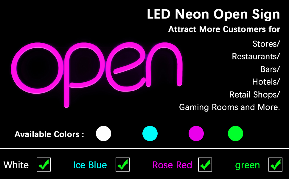 Amazon.com : Led Open Signs for Business, 16 x 6 inch Open Sign, Neon ...