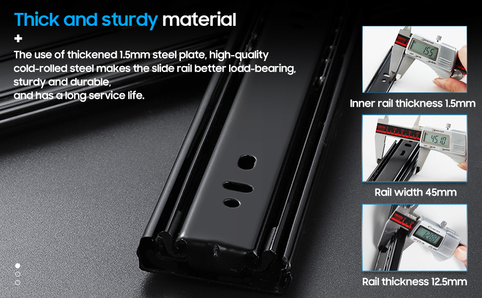 YENUO Full Extension Drawer Slides Side Mount 10 12 14 16 18 20 22 24