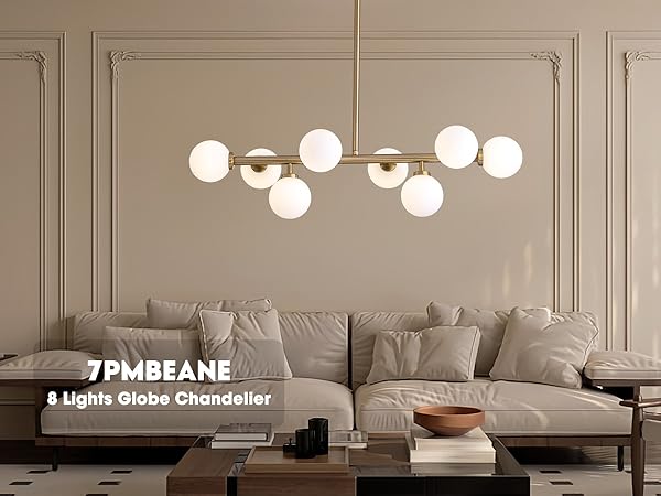 【限定SALE】マットゴールド星デザイン【送料込み】3灯アンティークランプ 7PMBEANE Modern Linear Chandelier, Mid Century Gold Brass