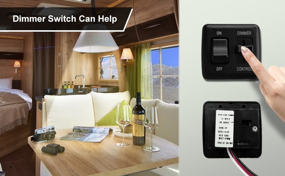 RV Led Dimmer Switch 12 Volt DC for Incandescent Halogen