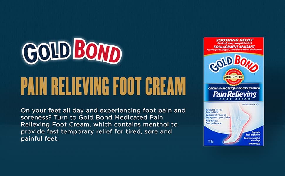 Gold Bond Pain Relieving Foot Cream 113 g, Fast, Temporary Relief of