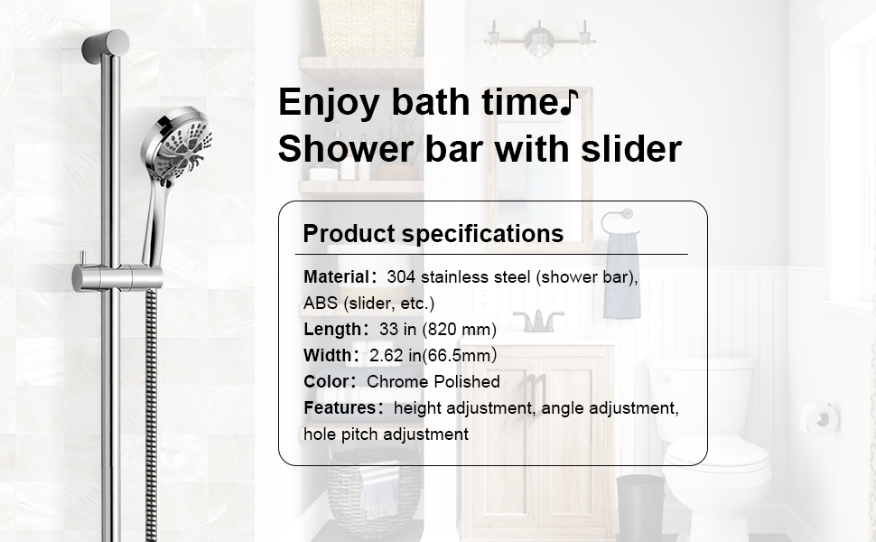 OFFO Shower Riser Rail, 82cm Segmented Wall Mounted Shower Rail