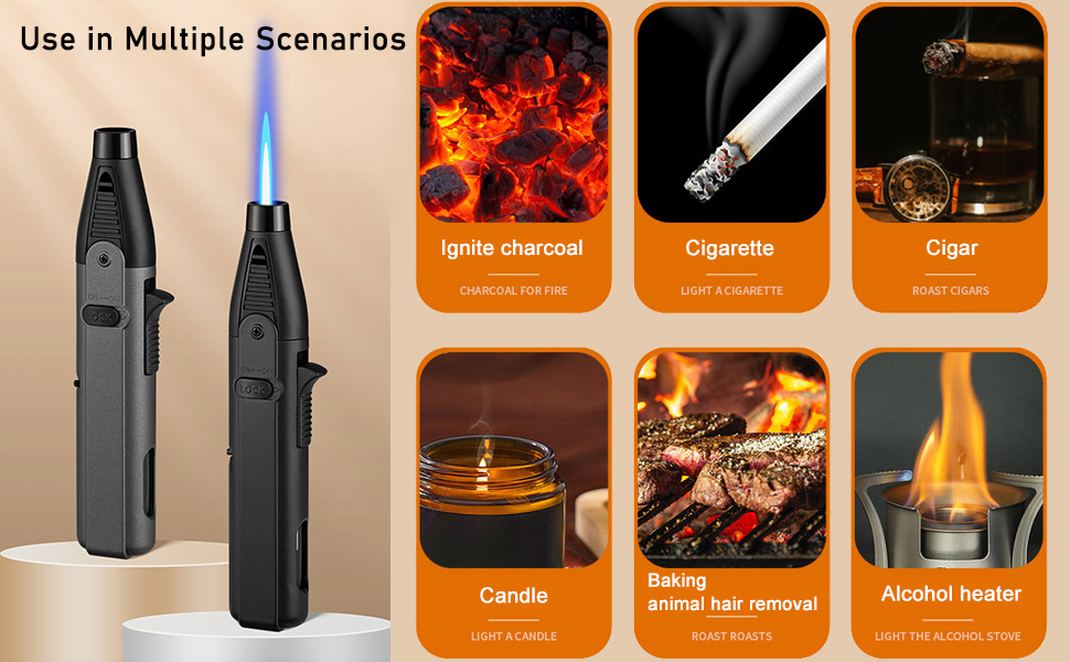 Torch Lighter, 3 Pack of Jet Flame Lighter Butane Refillable Gas