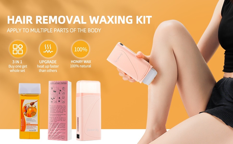 Roll on Wax Kit for Hair Removal, Wax Roller Kit with Wax