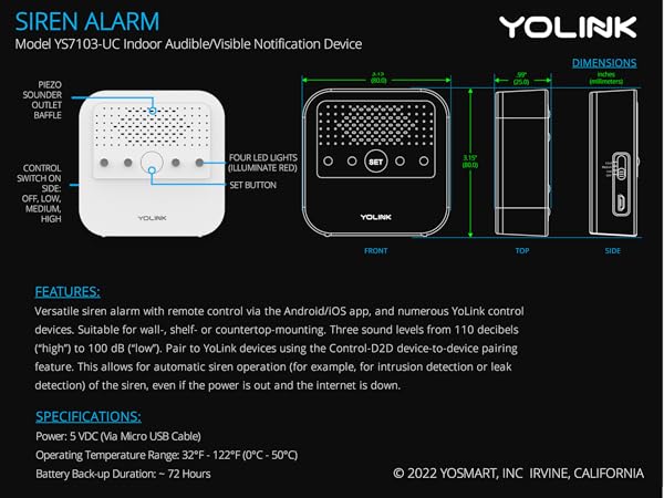 siren alarm spec sheet