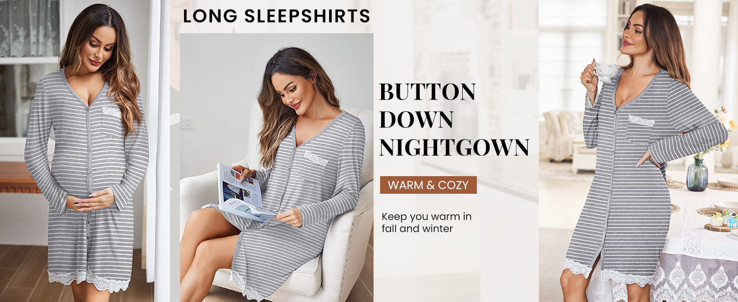 Ekouaer Long Sleepshirts