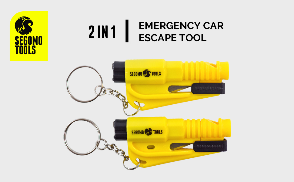 Segomo Tools 2 x Keychain Emergency Car Escape Tool Seat Belt Cutter