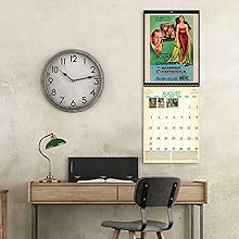 Asgard Press 2025 Vintage Movie Posters Calendar hanging on a wall