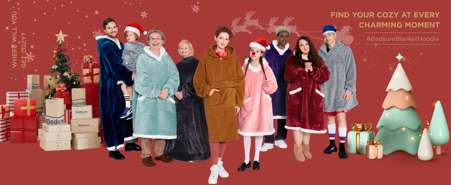 BEDSURE Sherpa Wearable Blanket Hoodie for Kids, Oversized