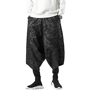 PRIJOUHE Men's Harem Pants, Baggy Wide Leg Hip Hop Pants