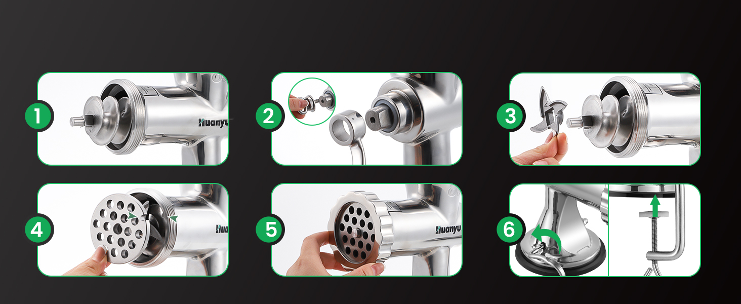 Installation steps of meat grinder