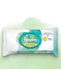 Draufsicht auf Pampers Harmonie New Baby Aloe Vera Feuchttücher.