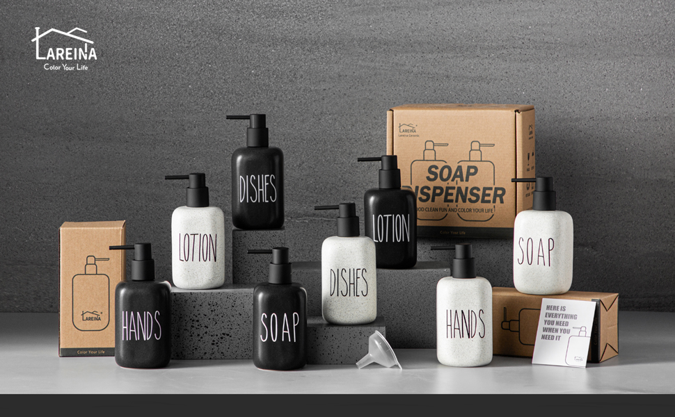 Bathroom Soap Dispenser Set 2 Pack, 16 Oz, Ceramic Soap