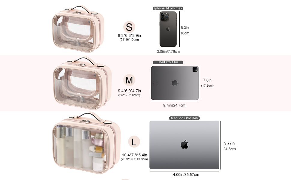 Veki Transparent Makeup bag Double Travel Cosmetic bags Case Waterproof Toiletries Bag