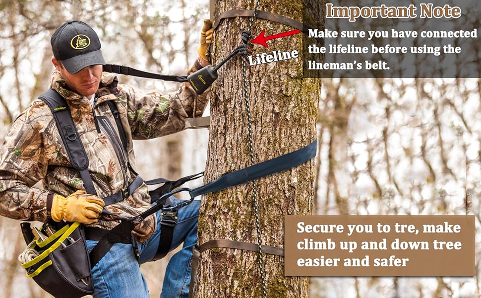 Huntury Lineman's Climbing Strap, Lineman Belt, Tree