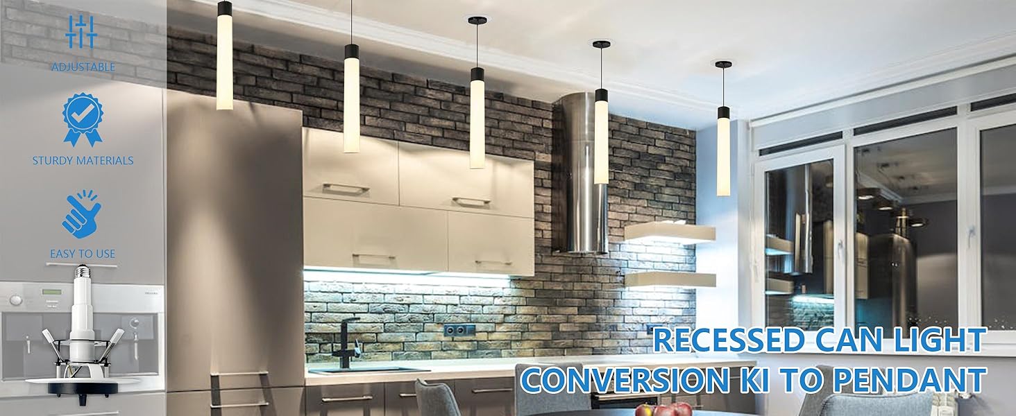 Jolux 5/6" Recessed Can Light Conversion Kit to Pendant,Instant Convert