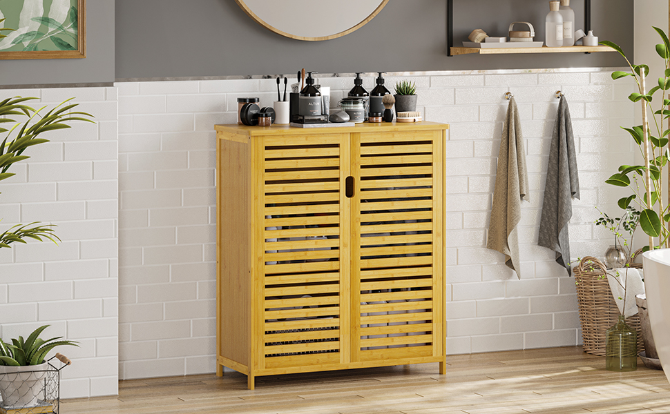 VIAGDO Bathroom Storage Bamboo with Double