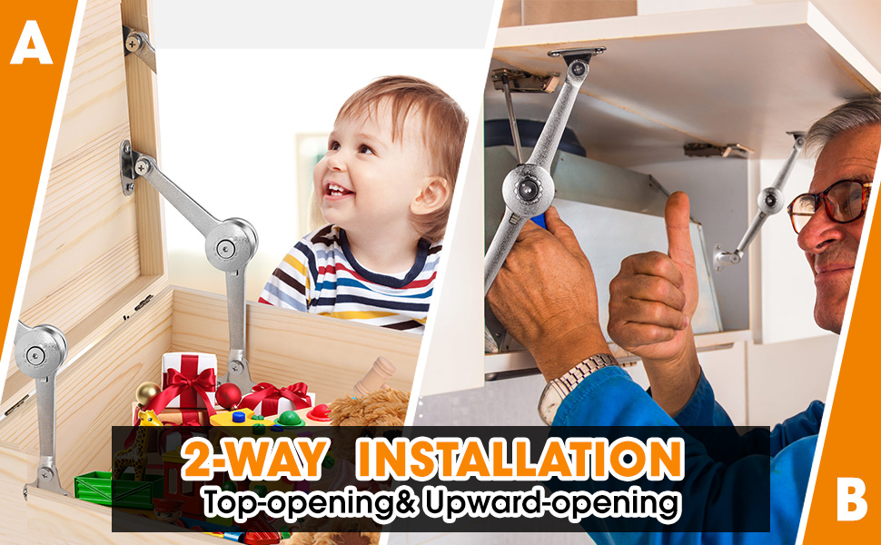 Soft Close Hinges，Lid Support for Toy Box and Chest，Keep Lid