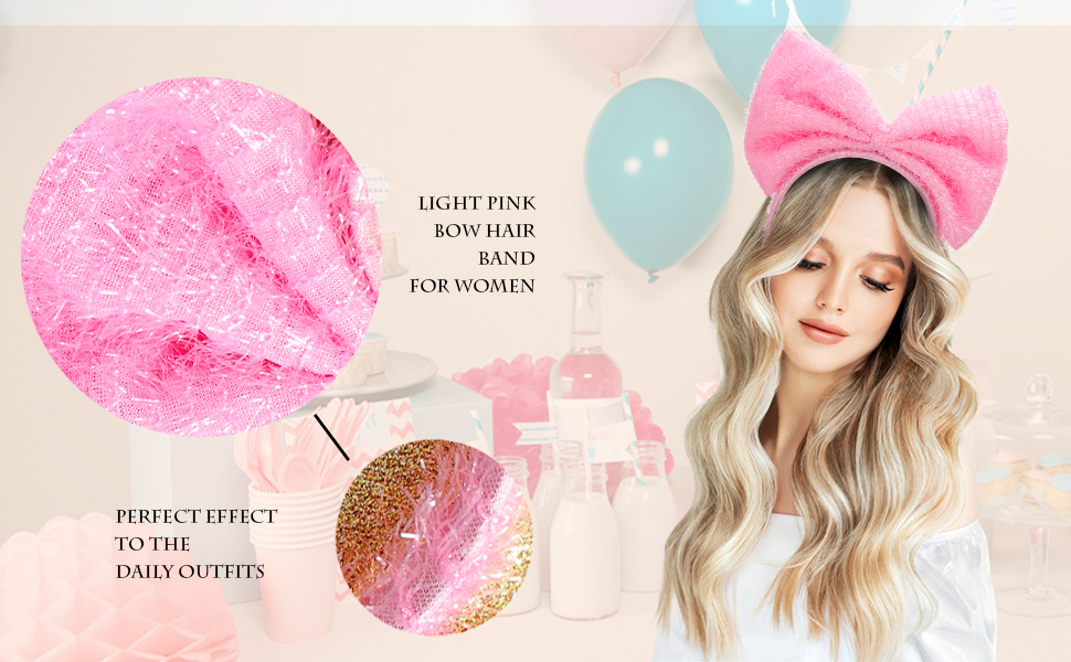light pink bow hairbands for women