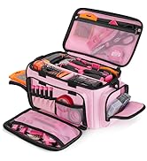 Trahzia Pink Tool Bag for Women, Portable Tool Box Organizer with Shoulder Strap, Heavy Duty Tact...