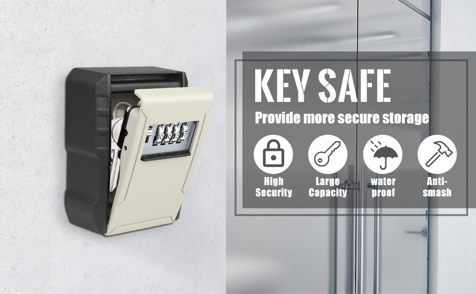 Key Safe, [Builtin Hook] [Wall Mounted] Diyife Large Heavy Duty Key