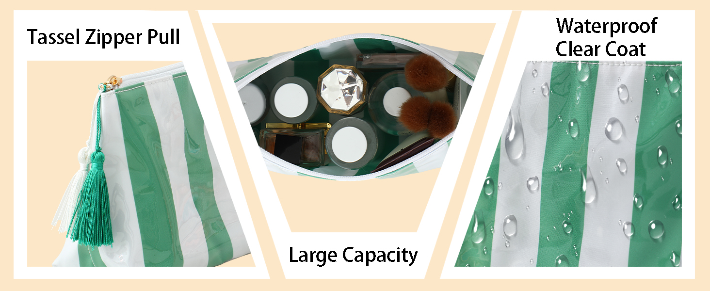 striped makeup pouch