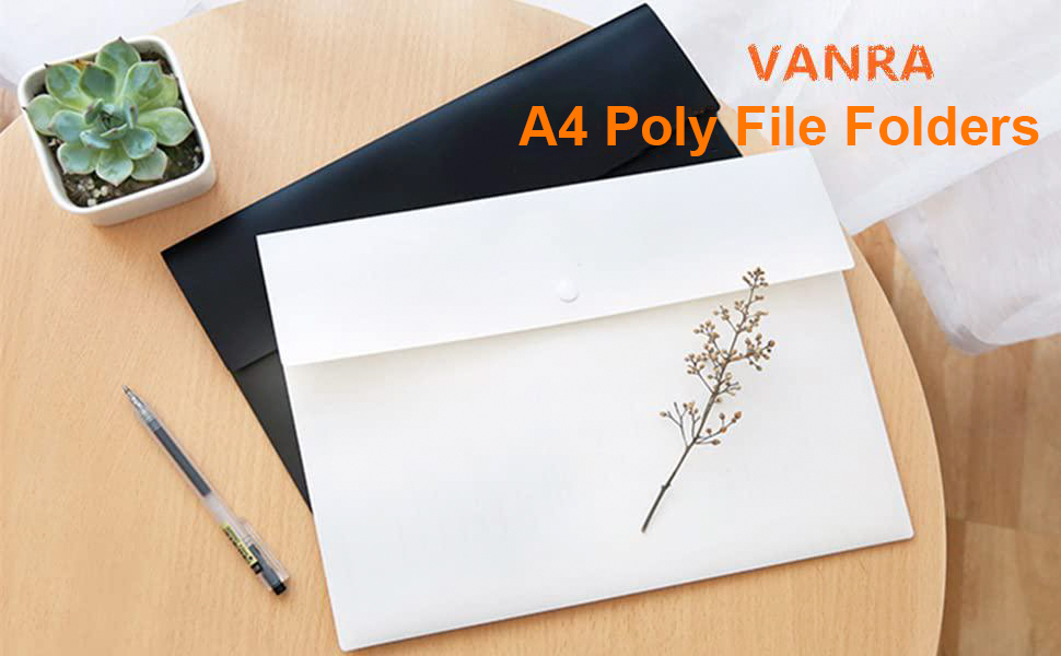 VANRA Poly File Folder Pockets File Jacket Plastic Envelope Waterproof