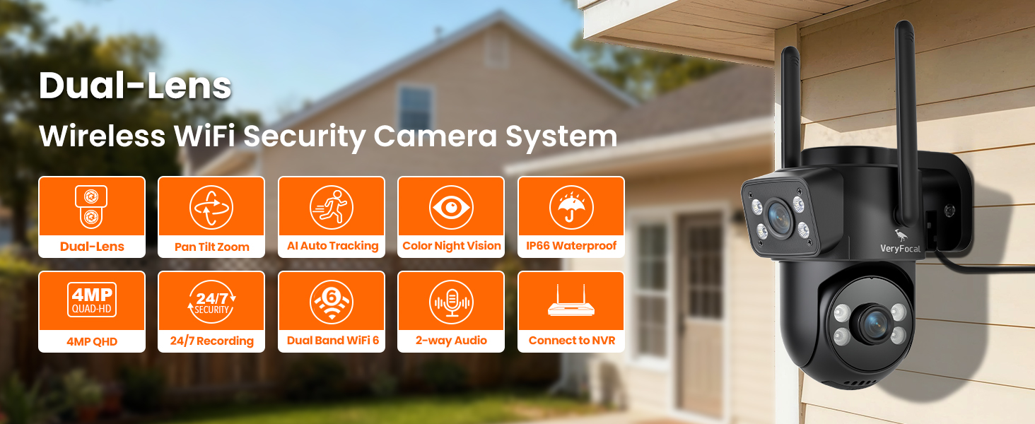 Dual Lens Wireless Security Camera System