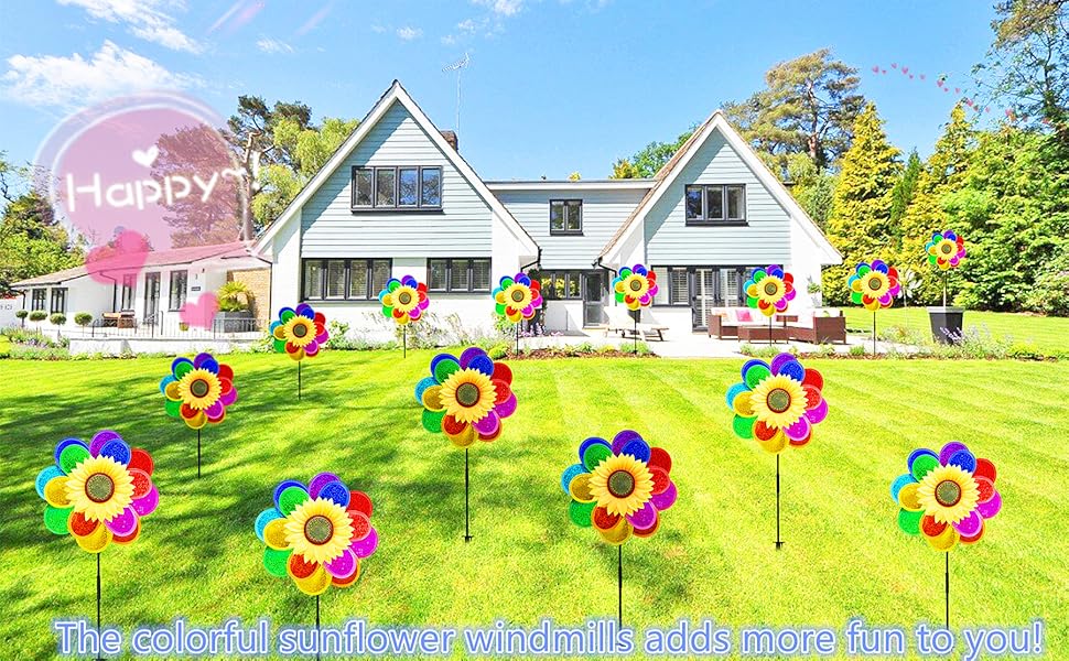 colorful sunflower windmills