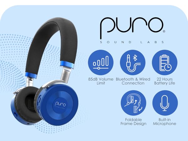 ヘッドホン PURO KIDS WIRELESS HEADPHONES BT2200-Plus Volume Limited Kids' Bluetooth Headphones – Puro