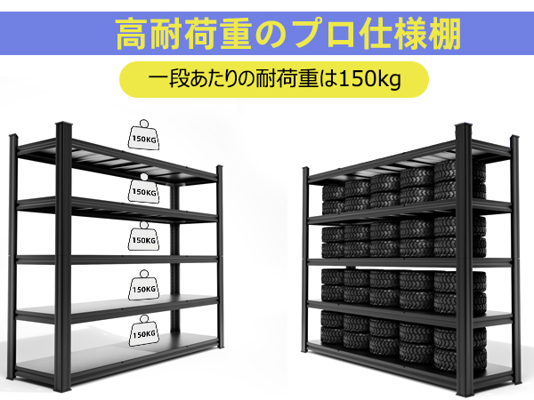 Amazon｜Lhysn スチールラック プロ仕様 5段 高耐荷重 ガレージラック