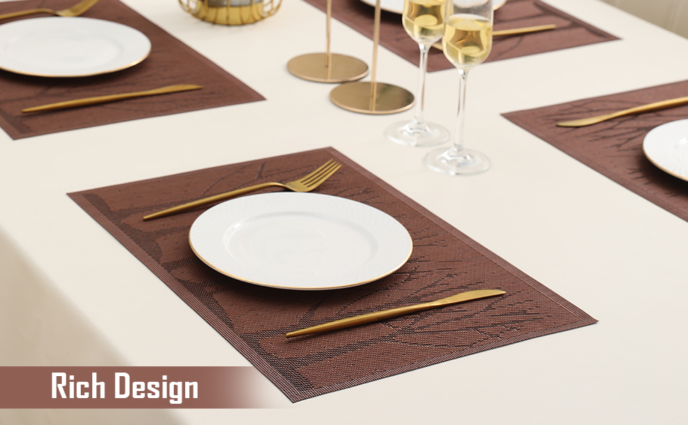 HOKIPO PVC Washable 4 Pieces Dining Table Mats 45x30 cm (AR106