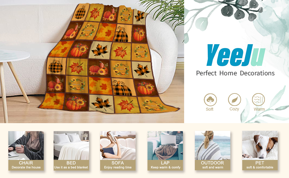 fall decorative throw blankets  for couch sofa bed living room outdoor thanksgiving autumn