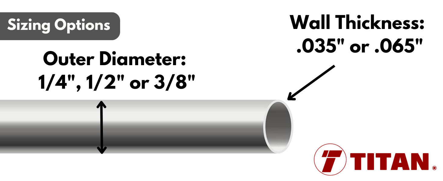 TITAN FITTINGS 1/4" Seamless Tubing 0.035" Thickness 316 Stainless 6 Feet Cut