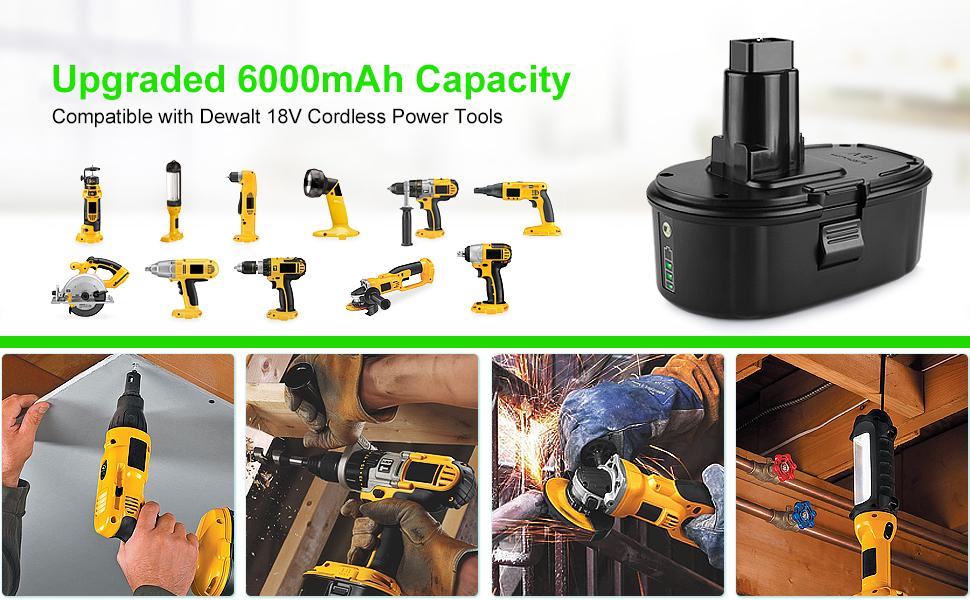 Bakipante Replacement 6.0Ah Lithium Dewalt 18V Battery for Dewalt 18 Volt XRP Ni-Cad Battery DC9096 DC9098 DC9099 DE9039 DE9095 DE9096 DE9098 DW9095 DW9096 DW9098 DE9503 DC9182 Dewalt Batteries 12 Dewalt battery