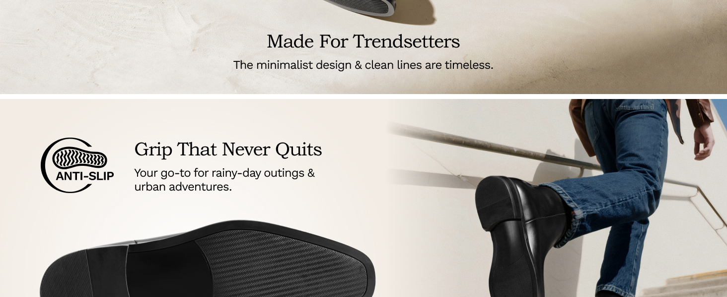 Text reads 'Made For Trailblazers' and 'Grip That Never Quits'. Marketing image showing outdoor/hiking gear against dark background.