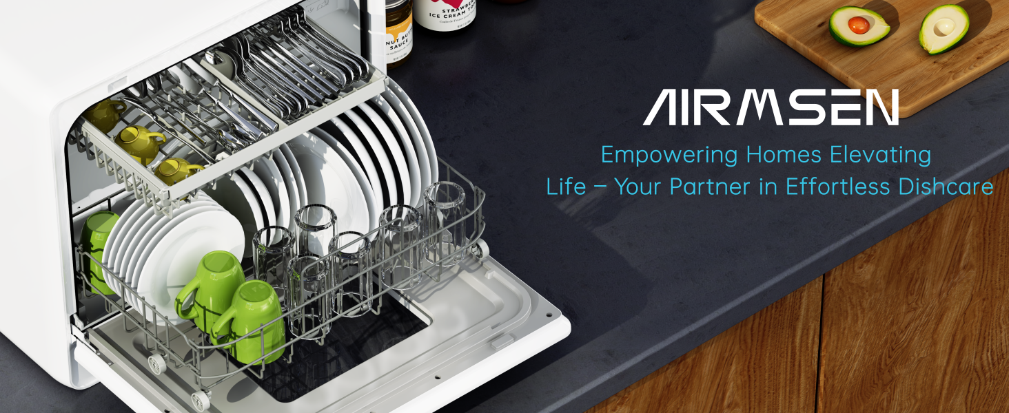 AIRMSEN Portable Dishwasher with Dual Spray Arms
