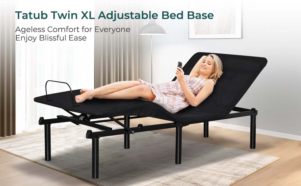 Tatub Twin XL Adjustable Bed Frame with Head and Foot