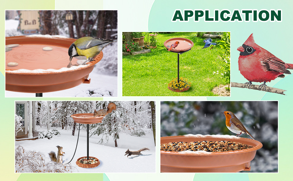 GESAIL Heated Bird Bath, 75W Thermostatically Controlled Lightweight