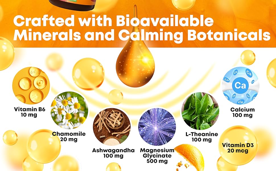 Liquid magnesium glycinate drops supplement for adults wellness with pure botanicals