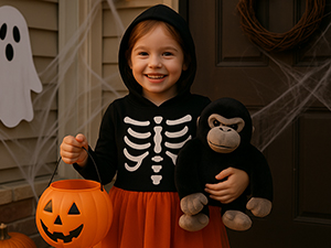Ready for treats with their fuzzy friend!