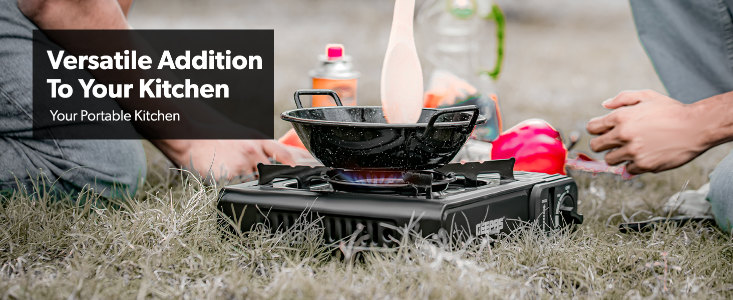 Geepas Gas Stove Single Burner – Portable Camping Stove BBQ Cooker